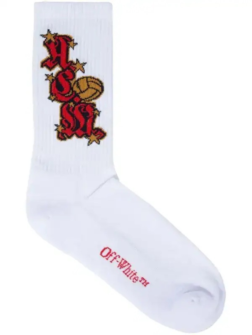 OFF-WHITE VIRGIL ABLOH A.C Milan Logo-Jacquard Graphic Socks Rare Streetwear
